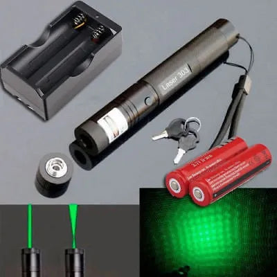 RL-303 Green Laser Pointer Rechargeable with Safety Lock Key & Charger – High Power Laser for Teaching, Astronomy & Professional Presentations