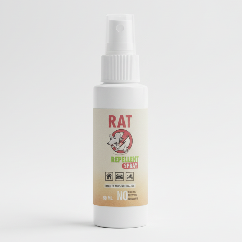 Rat Repellent Spray 50ml – Natural, Safe & Non-toxic Rodent Deterrent For Home, Kitchen, Car, And Storage Areas