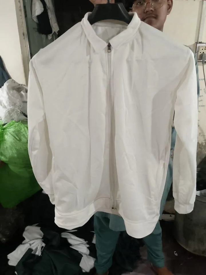 white cooler Fleece Plain Fleece Jacket