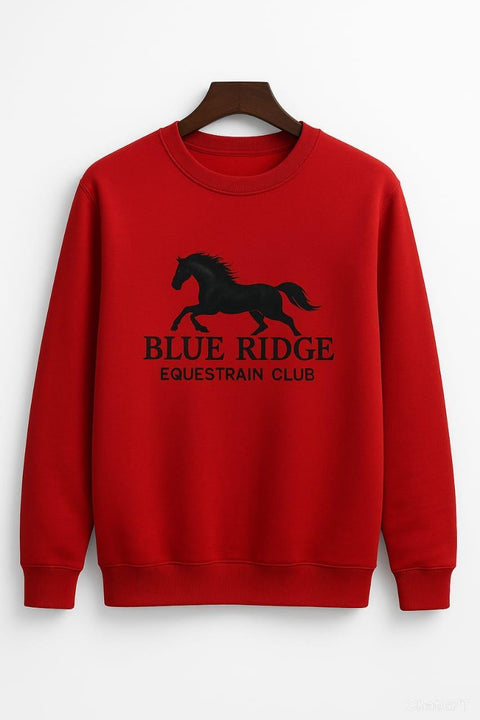 Men's Fleece Embroidered Sweatshirt - 1 Pc, Round Neck in Red