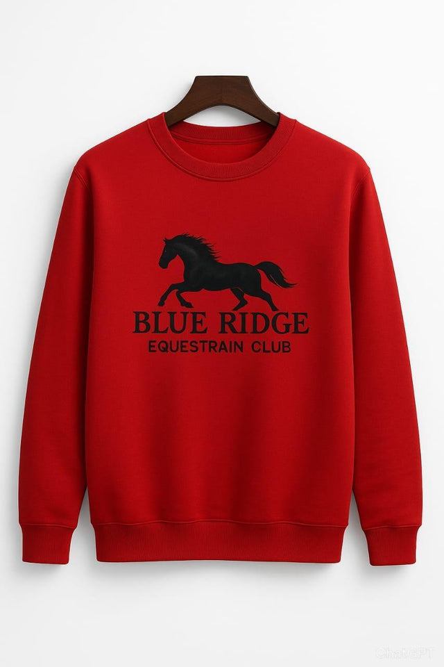 Men&#39;s Fleece Embroidered Sweatshirt - 1 Pc, Round Neck in Red