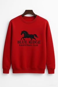 Men's Fleece Embroidered Sweatshirt - 1 Pc, Round Neck in Red