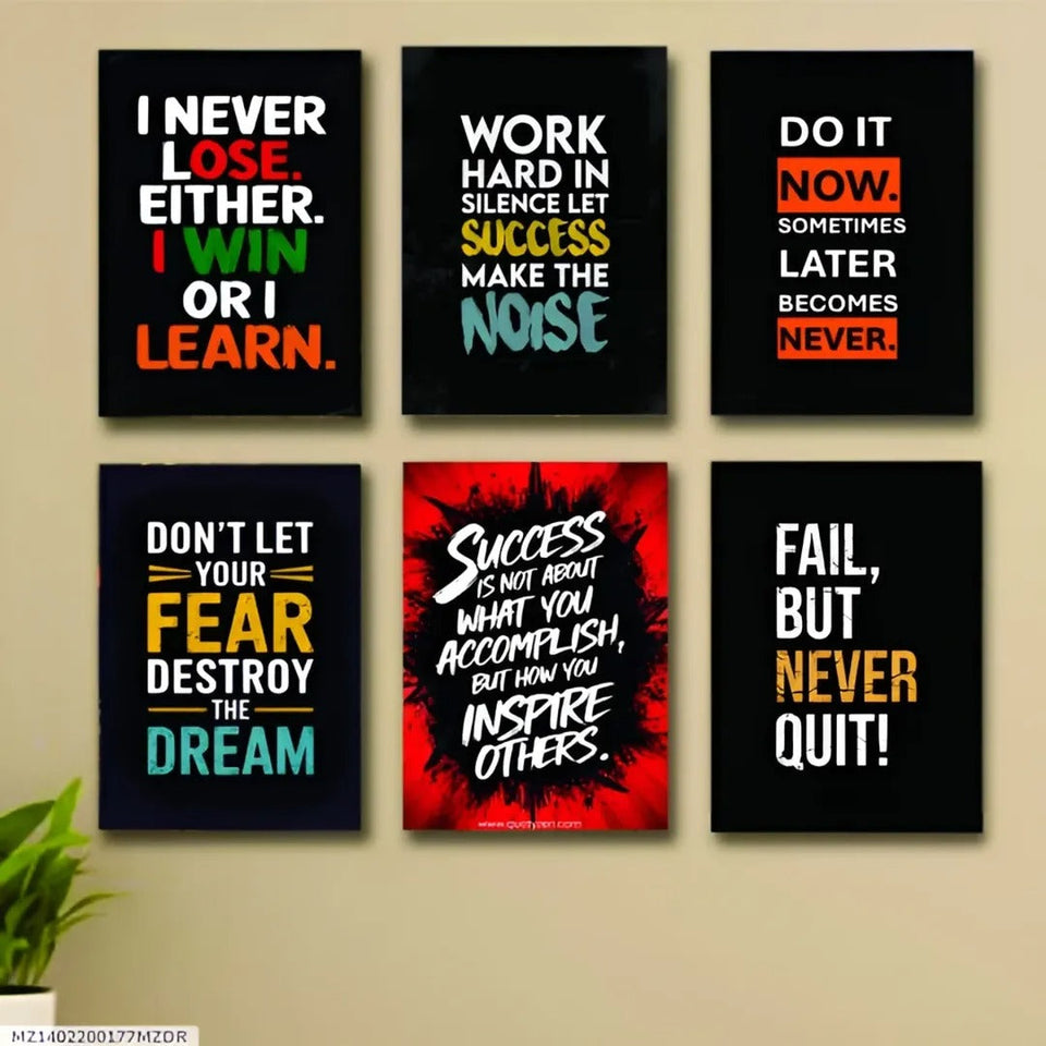Set Of 6 Motivational Wooden Canvas Frames For Wall Decore 8×11 Inches Size / Sticky Phototiles Frames ₨549